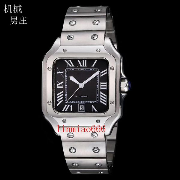 

quality large size watch 39mm black face automatic mechaincal movement men's wach bezel stainless steel mens wristwatche265p, Slivery;brown