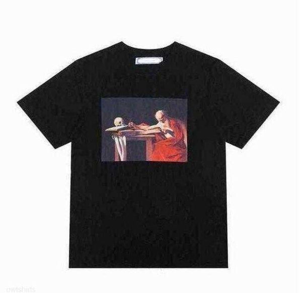 

brand off style white summer t shirts rendering graffiti arrstyle lovers cotton short sleeve t-shirt backing men's shirt qsya, White;black