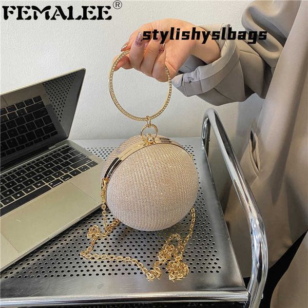 

totes colorful crystal mini round ball evening bags for women fashion wedding diamonds clutch bag ladies messenger bag chain handbag 020823h