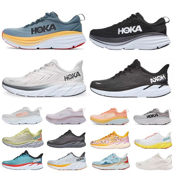 

hoka one bondi men running shoes designer clifton 8 sneaker black white orange amber yellow goblin blue men women trainer sports sneakers 36