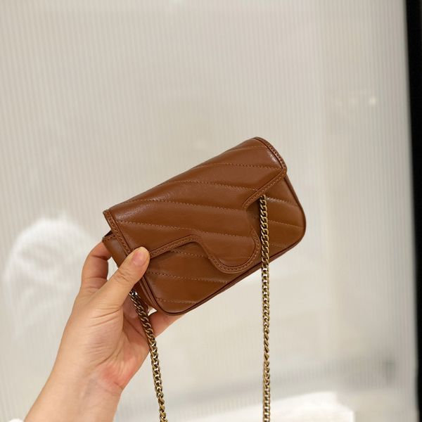 

womens caramel color twill quilted bags aged gold metal chain crossbody shoulder cosmetic case outdoor luxury designer handbags 16.5cm/22x13