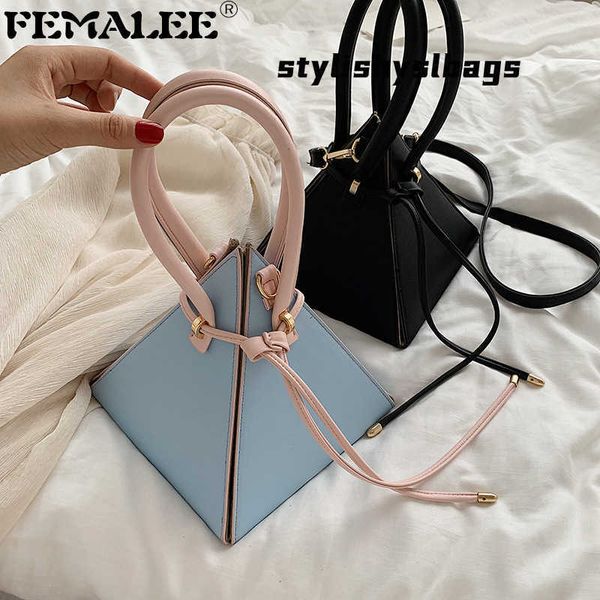 

totes 2022 designer leather handbag mini triangle women clutch purse hand bag lady famous brand chains tote bags portefeuille femme 020823h