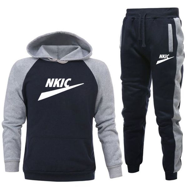 

Newest Men's Fashion Tracksuit Long Sleeve Hoodie Pants Set Pullover Sweater Tops and Jogging Pants Casual Outfit Athleti Sets Brand LOGO Print