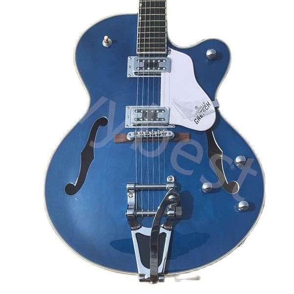 

lvyguitar gretch blue falcon electric guitar gold sparkle body binding hollow body double f hole bigs tremolo bridge gold