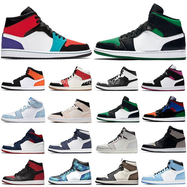

jumpman 1s basketball shoes university blue dark mocha unc light smoke grey hyper chicago bred royal silver toe shadow twist brand men women