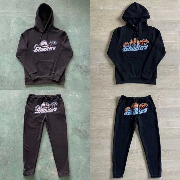 

trapstar hoodies sweatshirt tracksuit blue edge tiger head towel embroidery fleece set, Black