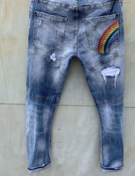 

dsquare jeans d2 mens denim jeans black ripped pants pour hommes men s italy fashion italy style dsquared2 biker motorcycle rock revival jea, Blue