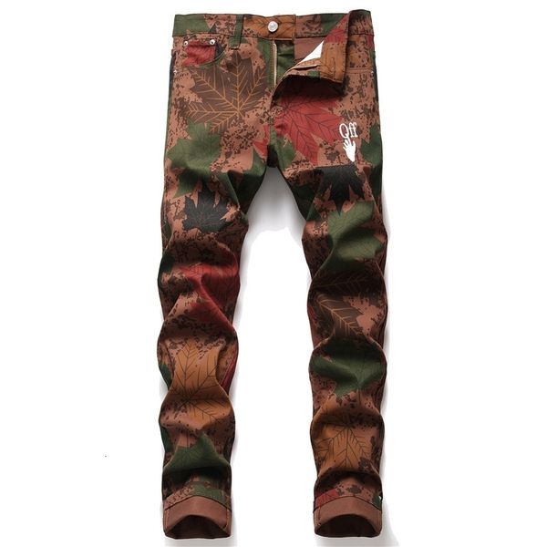 

men s jeans 2023 autumn spring streetwear skateboard hip hop punk stretch print moto bike trendy straight denim trouers 230207, Blue