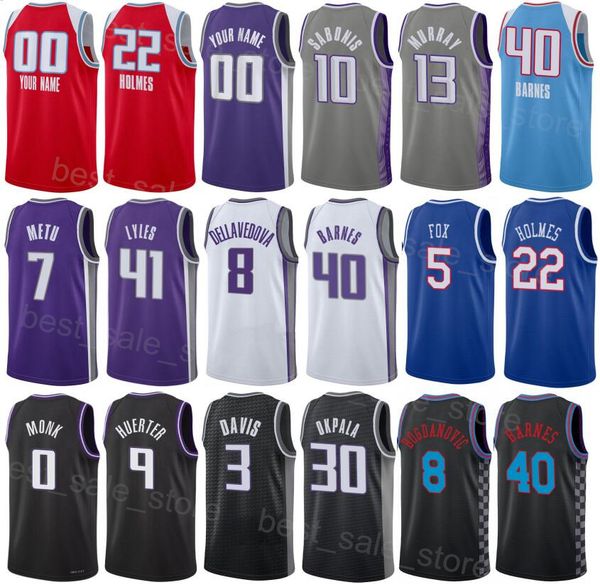 

print man woman youth basketball richaun holmes jersey 22 chimezie metu 7 keegan murray 13 harrison barnes 40 deaaron fox 5 davion mitchell, Black;red