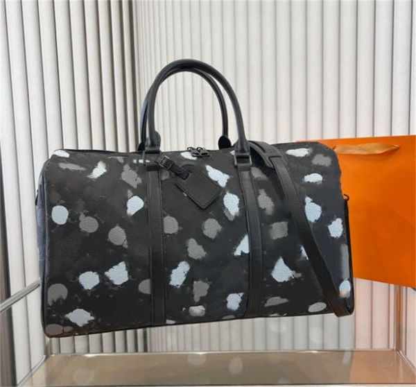 

yayoi kusama genuine leather men women designer duffle luggage shoulder luxurious duffel luggage bags travel