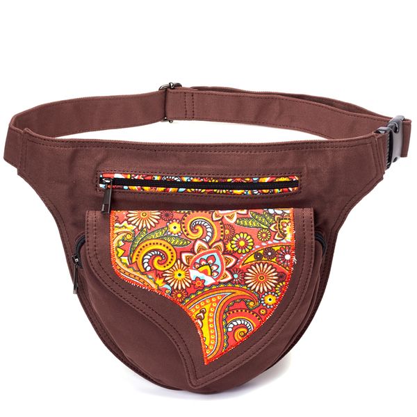 

waist bags annmouler for women canvas fabric fanny pack flower patchwork belt adjustable phone pouch large hip bum 230208