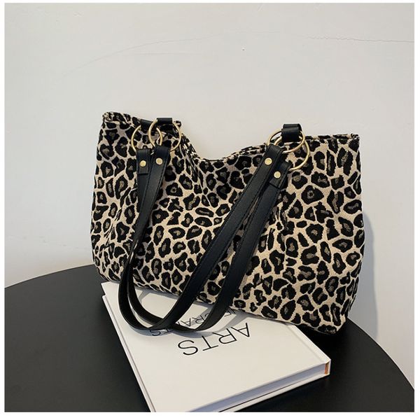 

evening bags women handbags large capacity leopard shoulder fashion tote shopping and travel canvas 230208