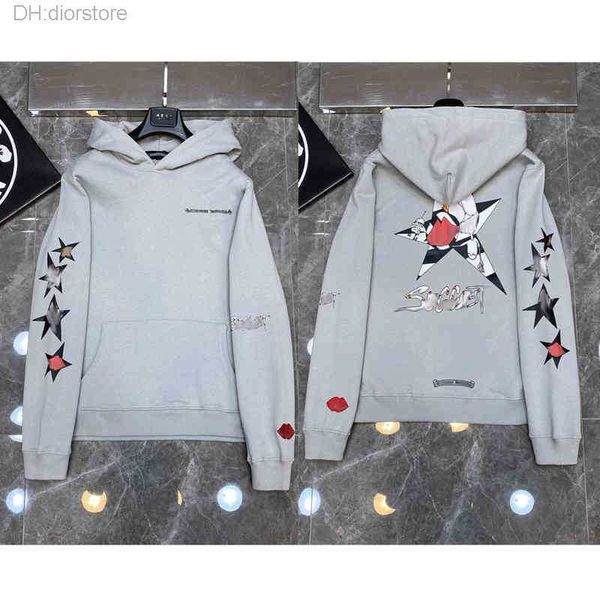 

men's hoodies sweatshirts luxury classic heart brand ch designer chromes hoodie fashion men women horseshoe sanskrit loose zipper jacke, Black