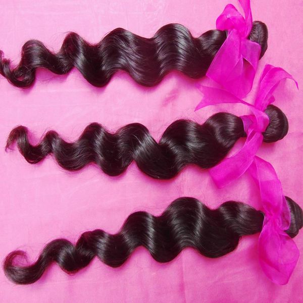 

3 bundles virgin vietnamese loose curls thick bundles pink ribbon lovely texture buy now, Black