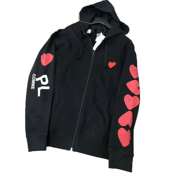 

play designer mens jackets women's embroidered love eyes cotton terry zippered cardigan hooded jackets couple casual loose and versatil, Black;brown
