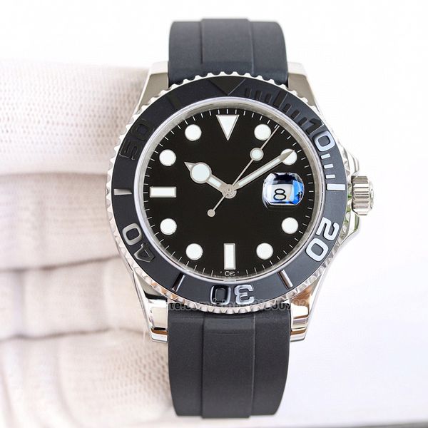 

mens watches rubber strap yacht ii 42mm ceramic bezel full stainless steel automatic mechanics movment sapphire 5atm waterproof 2023 model w, Slivery;golden