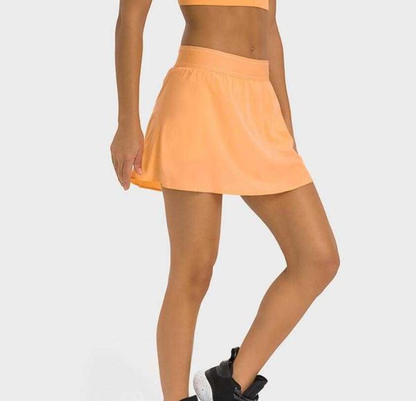 

lu-229 tennis skirt quick-drying breathable yoga shorts double-layer anti-glare running fi sports pants pleated skirts gym clothes