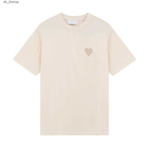 

luxurious mens designers paris new amis t shirt tone-on-tone love embroidery fashion street casual joker round neck cotton short sleeves for, White;black