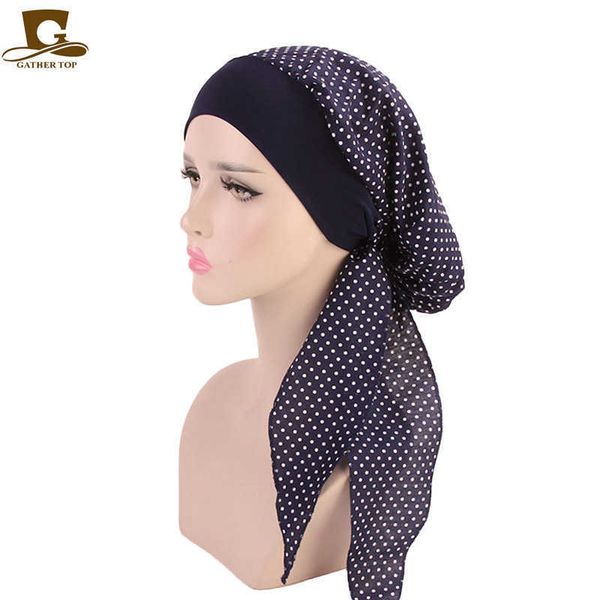 

women's elastic hair band headband cap pastoral cotton chemotherapy cap pirate cap, Blue;gray