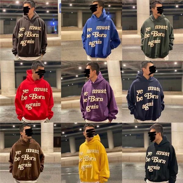 

cpfm ye must be born again hoodie men's women hoodies sweatshirts puff print men pullover heavy fabric embroidery hood t2g0, Black