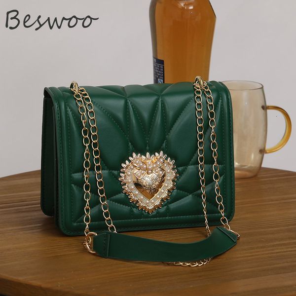 

evening bags western style women s quality leather shoulder for women brand messenge retro thread heart female chain square 230208