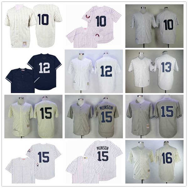 

movie mitchell and ness baseball 15 thurman munson jerseys vintage stitched 10 phil rizzuto 12 chase headley 13 alex rodriguez white 1982 gr, Black