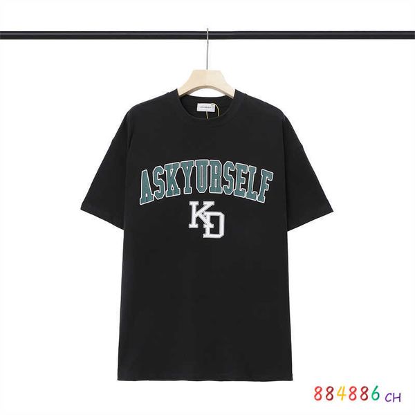 

men's t-shirts oversize askyurself tshirt men women green letter washed short sleeve tee casual askyurself tshirt j230208, White;black