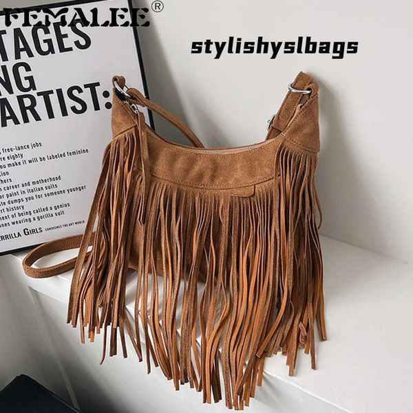 

totes bohemia retro fringed women messenger bags new scrub faux suede purse handbag tassel hippie gypsy boho shoulder crossbody bag 020823h