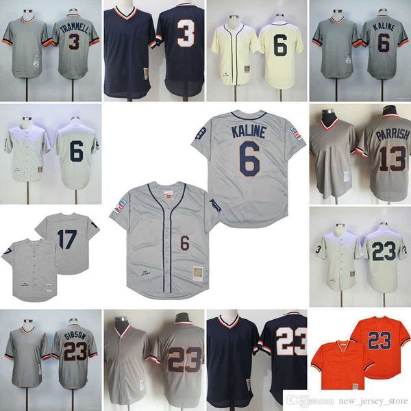 

movie mitchell and ness baseball 6 al kaline jerseys vintage stitched 23 kirk gibson 3 alan trammell 13 lance parrish 17 denny mclain 24 mig, Black