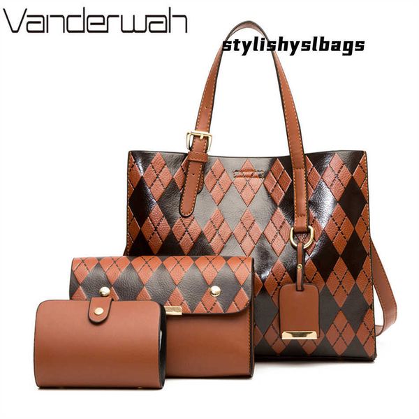 

totes new 3 pcs casual tote soft leather luxury handbag women's bag designer ladies large shoulder crossbody sac for female patchwork 0