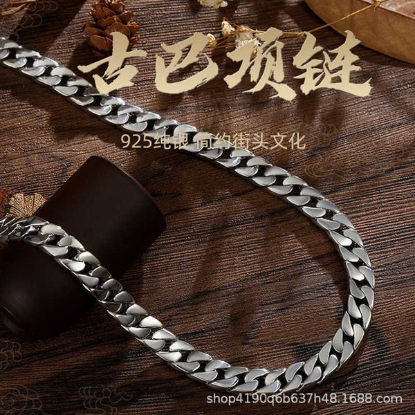 

pendant necklaces cuban sterling jewelry men's versatile chain accessories silver necklace