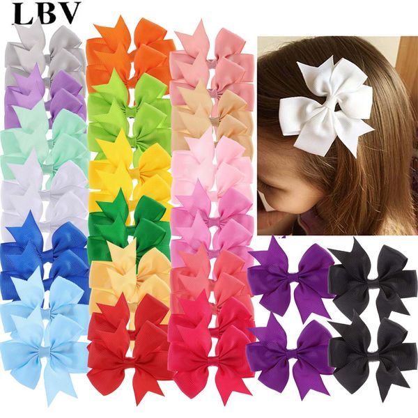 

53 colors boutique solid girls children ribbon stain hair clip bows flower hairband hairpins baby hair barrettes accessories headwear 1541, Slivery;white