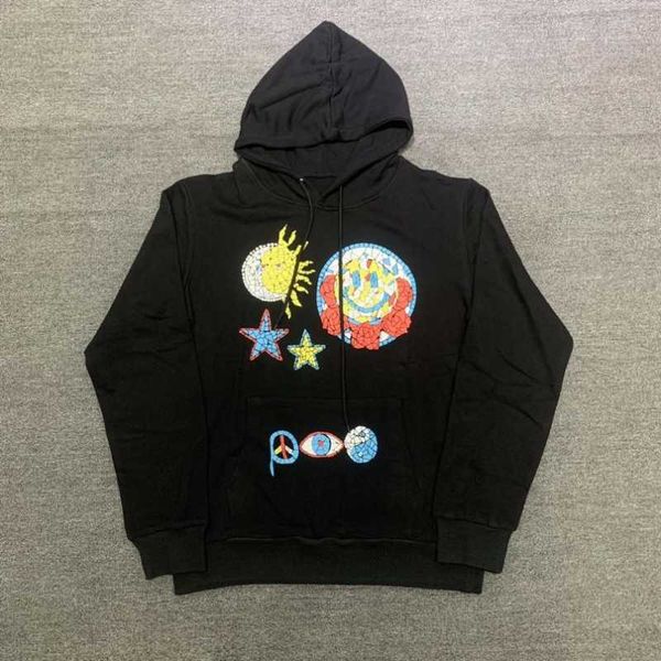 

men's hoodies sweatshirts 23ss foam smiling face print market hoodie men women eu size 100 cotton market sweatshirt high street autumn, Black