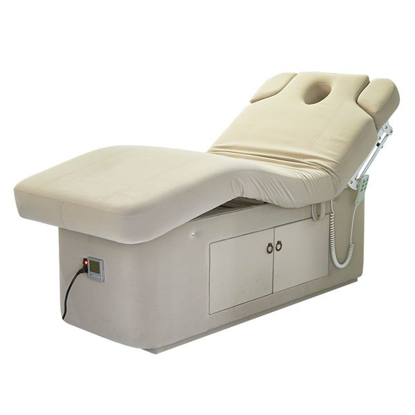 

luxury beige beauty salon bed 3/4 motors electric massage cosmetic table chair facial spa bed