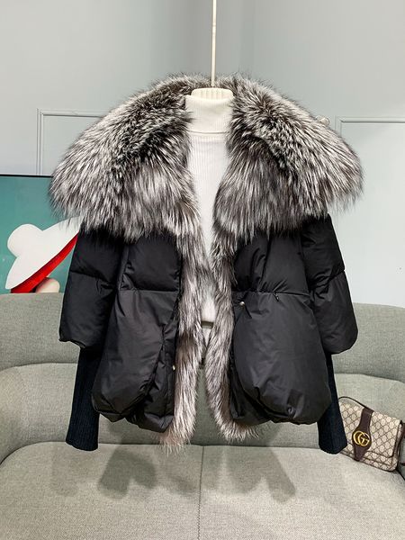 

women s vests fashion autumn winter real fur collar thick women warm coat 90 goose down jacket luxury outwear female 230208, Black;white