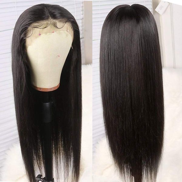 

flash sale 13x4 virgin hair lace front wig straight 150% density 18inch, Black;brown