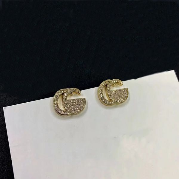 

2023 stud earrings woman luxury designer earring double letter jewelry women 925 diamond wedding gifts, Golden;silver