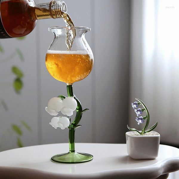 

Glasses Wine JINYOUJIA Of The Valley Glass Relief Fancy Red Goblet Home Kitchen Light Lead-free Crystal