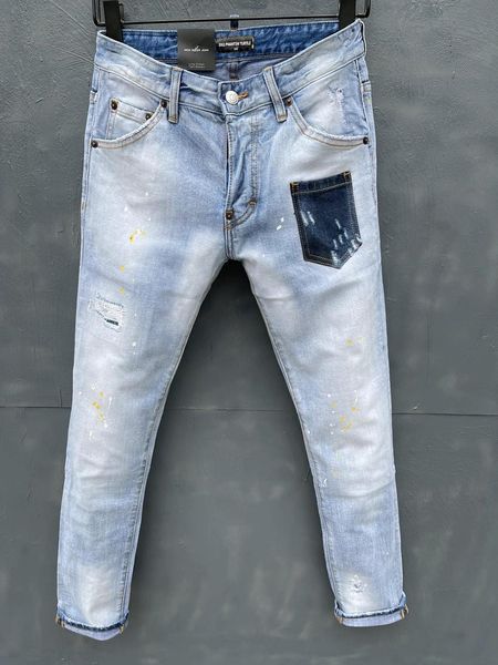 

dsquare jeans d2 dq phantom turtle classic fashion man jeans hip hop rock moto mens casual design ripped jeans distressed skinny deni vha, Blue