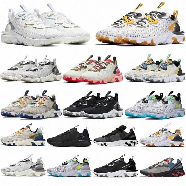 

react vision running shoes element 55 87 men women triple black white iridescent vast grey honeycomb schematic 55s mens womens trainers spor