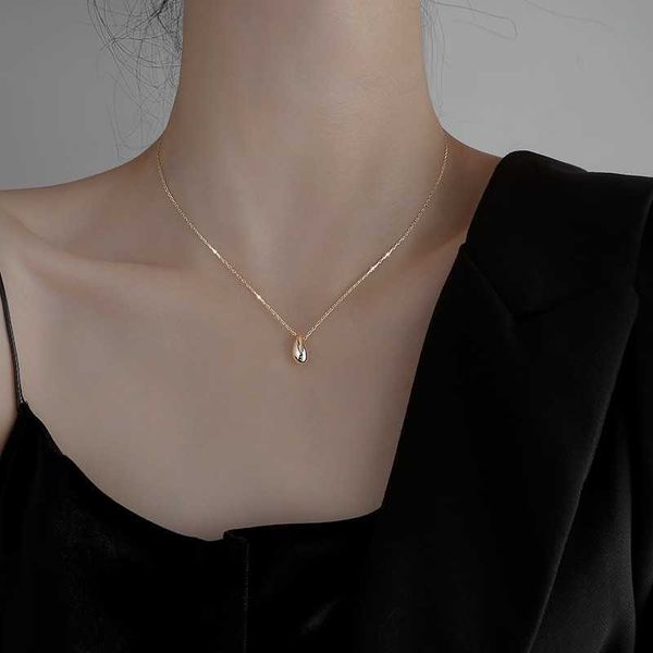 

pendant s 2022 korean new exquisite simple water drop fashion temperament versatile clavicle chain necklace women's jewelry 0206, Silver