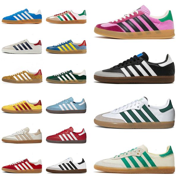 

designer gazelle samba og running shoes mens womens vegan pink velvet red black white gum green suede wales bonner collegiate luxury trainer