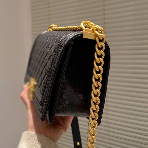 

designer women quilted ccleboy crossbody bag france luxury brand calfskin leather classic flap handbag lady silver gold cross body chain sho