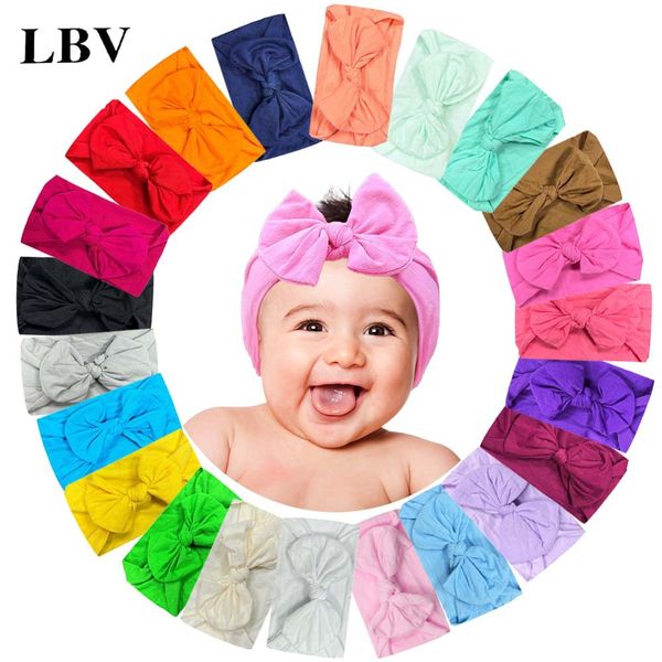 

cute bowknot baby girls ribbon hair band turban solid color newborn infant headband elastic toddler kids hair accessories 1542, Slivery;white
