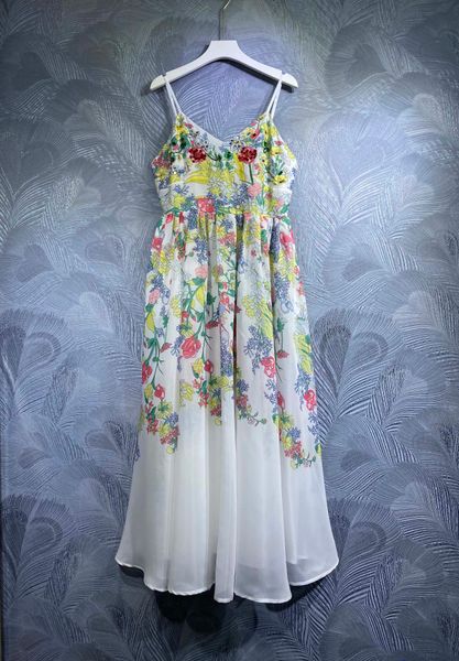 

2023 spring style floral dress for woman,printed sling, Black;gray