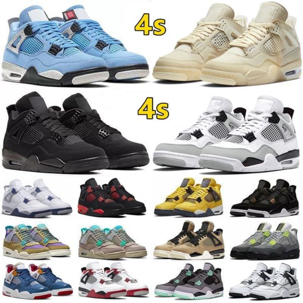 

4 4s mans basketball shoes military black cat canvas lightning midnight navy red thunder sail shimmer men women trainers sports sneakers pla