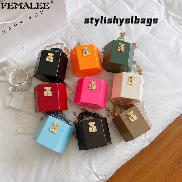 

totes fashion acrylic chains pvc handbags women luxury designer small shoulder crossbody purses mujer 2021 summer jelly box tote bolsa 02082