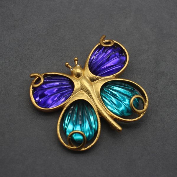 

vintage brooch vintage classic style accessories butterfly jelly glaze spring genuine gold plated jewelry, Gray