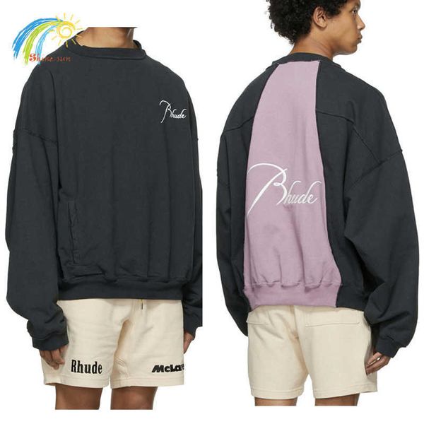 

men's hoodies sweatshirts streetwear embroidery sweatshirts men women 1 1 tags black purple patchwork hoodie loose pullover t230111