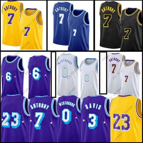 

basketball jerseys 7 carmelo yellow anthony jersey 3 davis 6 basketball jerseys russell 0 westbrook 34 32 j 2021 2022 s m l  xxl high qual, Black;red